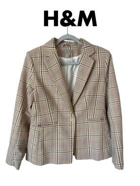 H&M Plaid Single Button Blazer Women's Size Medium